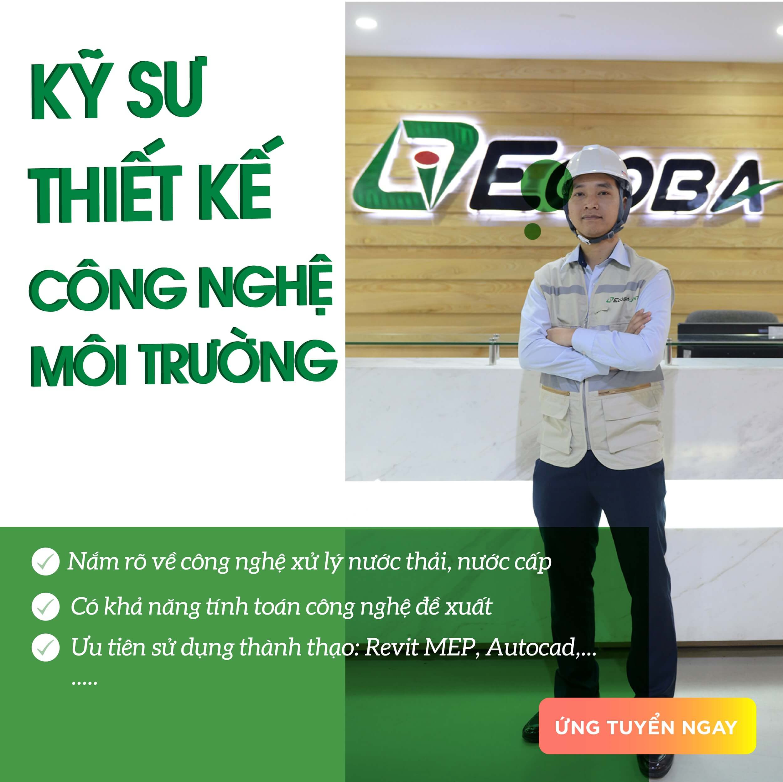 Ecoba ENT tuyển dụng Kỹ sư thiết kế công nghệ môi trường