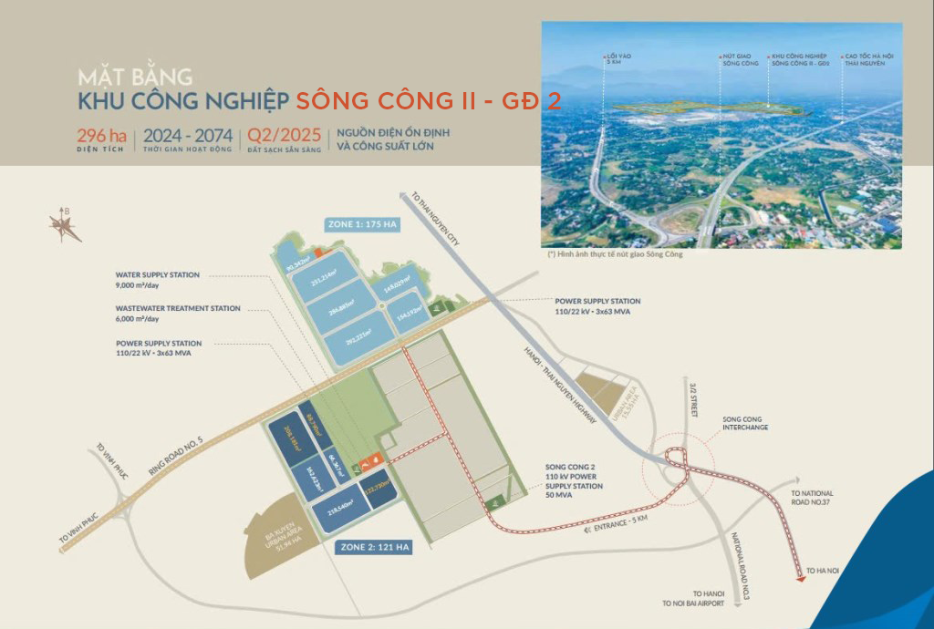 Mặt bằng KCN Sông Công II-Giai đoạn 2, dự án Chính phủ giao cho Công ty CP Viglacera Thái Nguyên làm chủ đầu tư (Nguồn ảnh: Viglacera)
