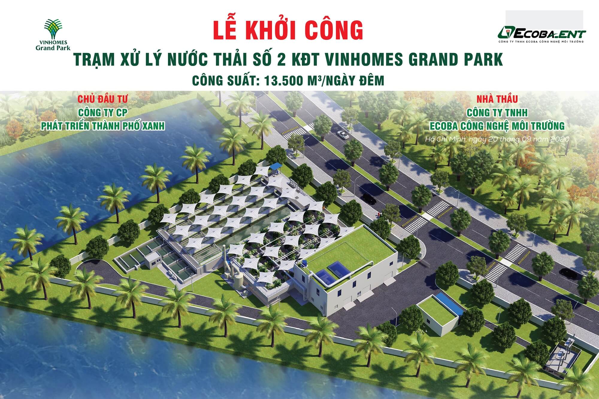 Phối cảnh nhà máy xử lý nước thải số 2 khu đô thị Vinhomes Grand Park Phối cảnh tổng thể nhà máy nước thải