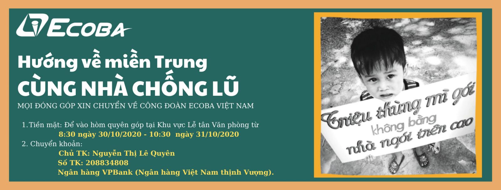 Ecoba phát động chương trình ủng hộ miền Trung