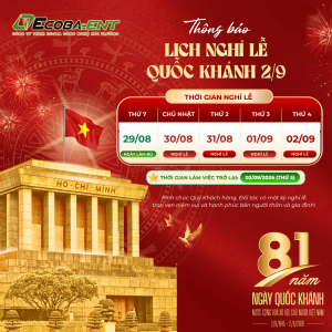 Ecoba ENT thông báo: Lịch nghỉ lễ Quốc khánh 2/9